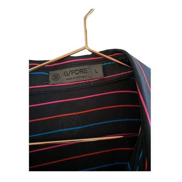 G/Fore Herc Entertainment Service Men's Button Up Striped Polo Shirt Size L - Picture 2 of 6